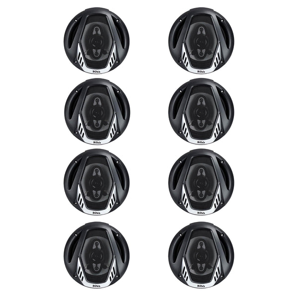 BOSS NX654 6.5" 400W 4-Way Car Audio Coaxial Speakers Stereo, Black (8 Speakers)