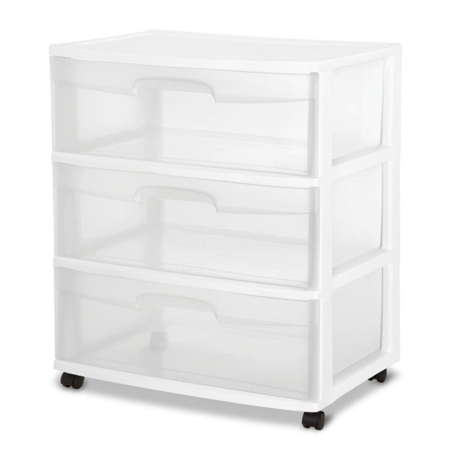 Sterilite At Home 3 Drawer Wide Storage Cart Container with Casters (3 Pack)