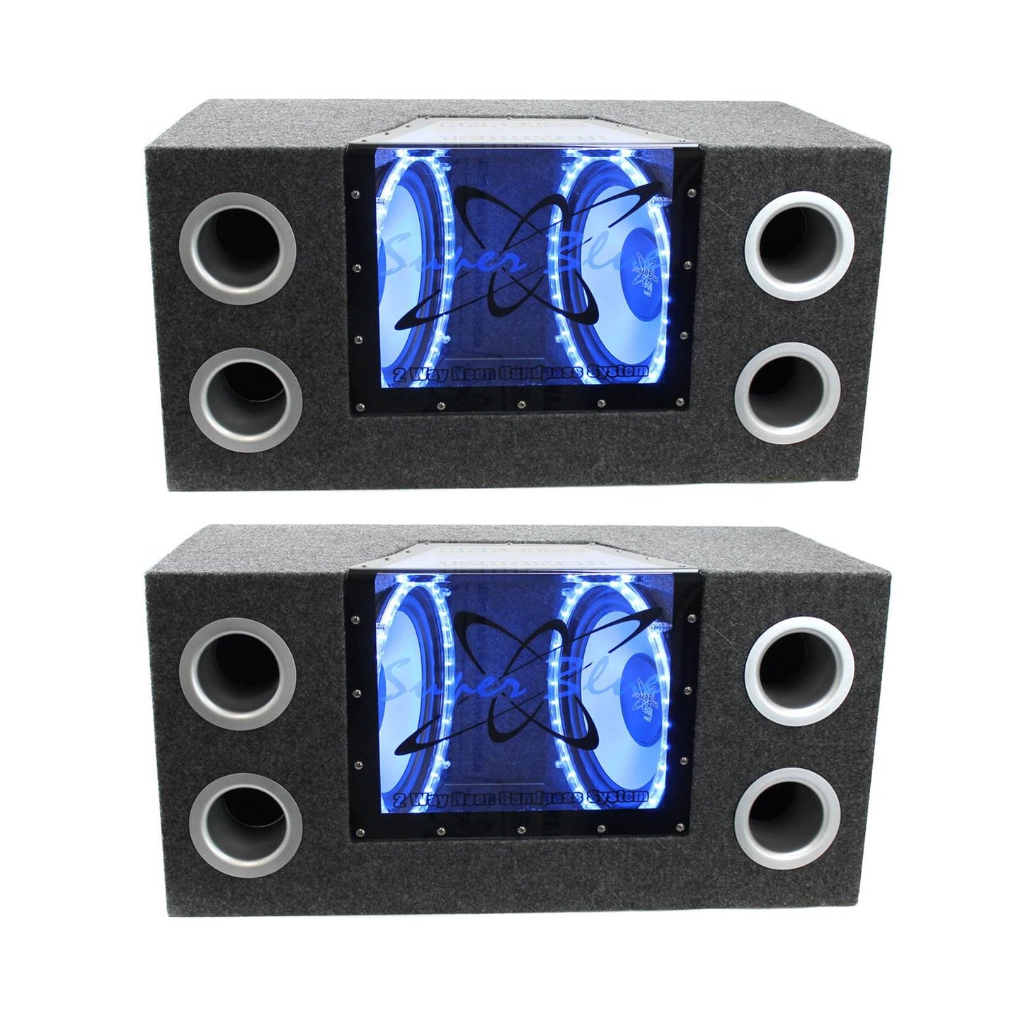 Pyramid 10" 1000W Dual Car Audio Subs Box Subwoofers Bandpass w/Neon (2 Pack) - Find Fresh Goods
