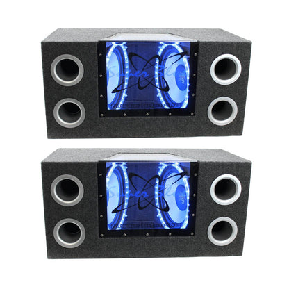 Pyramid 10" 1000W Dual Car Audio Subs Box Subwoofers Bandpass w/Neon (2 Pack) - Find Fresh Goods