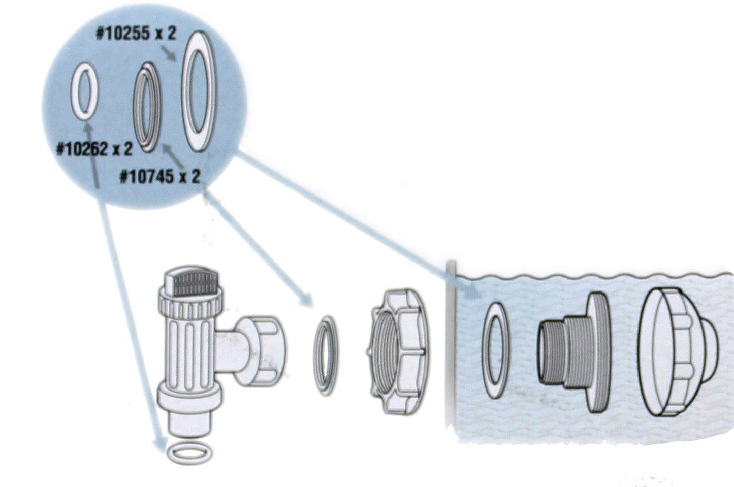 Intex 25006 Large Strainer Rubber Washer & Ring Pack Replacement Parts (6 Pack)