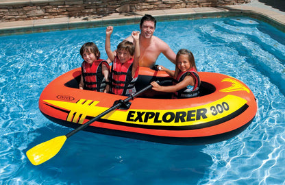 Intex Explorer 300 Inflatable Fishing 3 Person Raft Boat w/ Pump & Oars (6 Pack)
