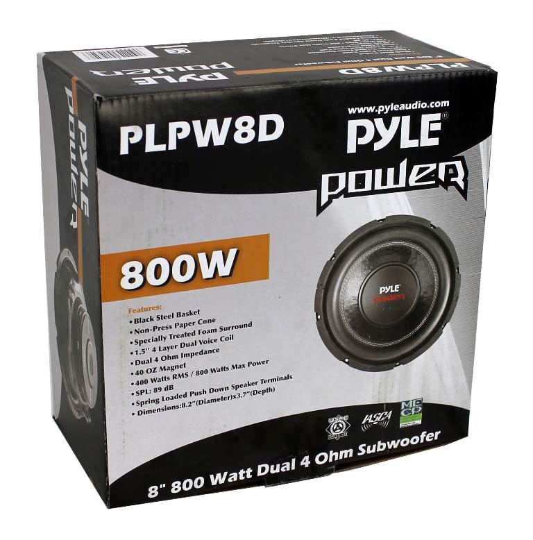 Pyle PLPW8D 8" 800W Car Audio Subwoofer Sub Power Woofer 4 Ohm Black (8 Pack) - Find Fresh Goods