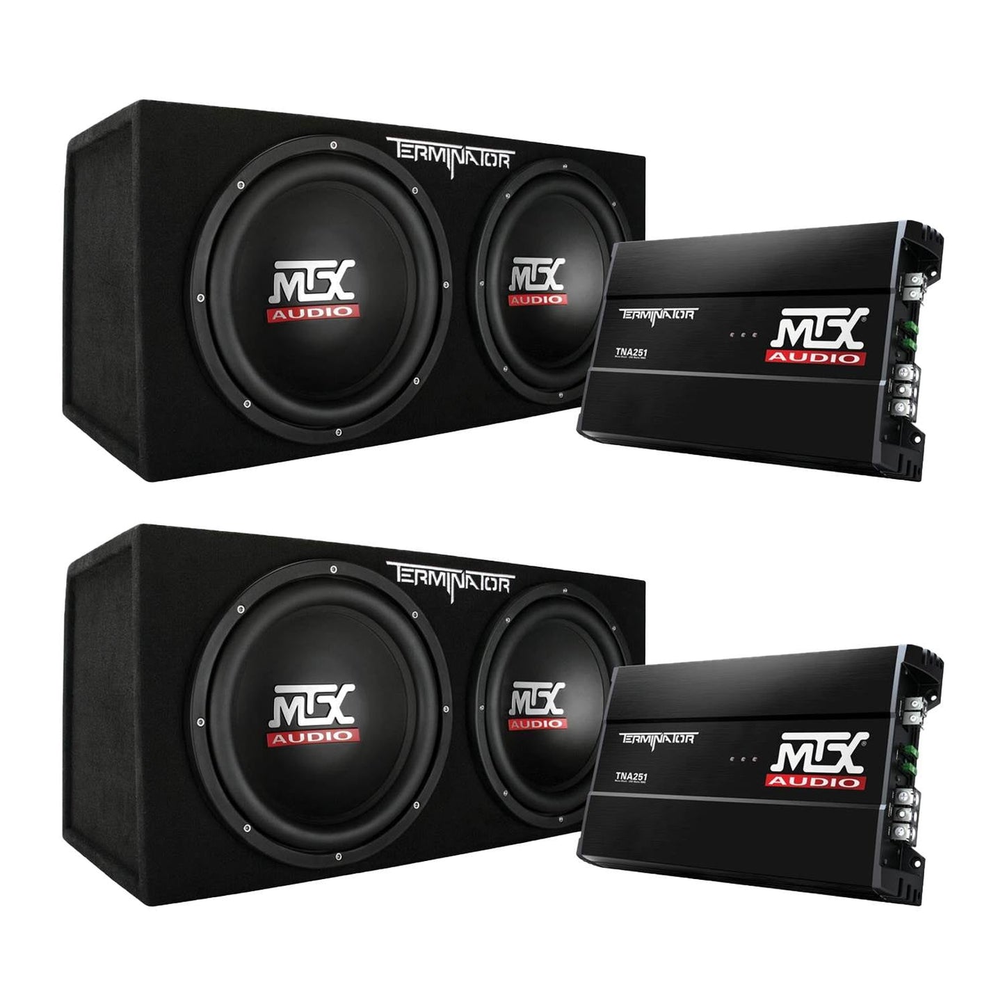 MTX 12" 1200W Dual Loaded Car Subwoofer Audio w/ Sub Box + Amplifier (2 Pack) - Find Fresh Goods