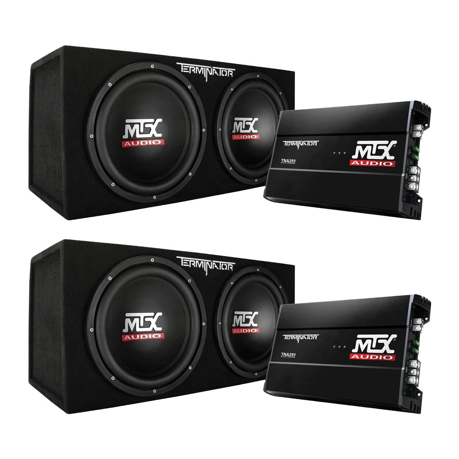 MTX 12" 1200W Dual Loaded Car Subwoofer Audio w/ Sub Box + Amplifier (2 Pack) - Find Fresh Goods