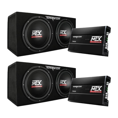 MTX 12" 1200W Dual Loaded Car Subwoofer Audio w/ Sub Box + Amplifier (2 Pack) - Find Fresh Goods