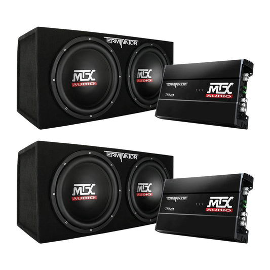 MTX 12" 1200W Dual Loaded Car Subwoofer Audio w/ Sub Box + Amplifier (2 Pack) - Find Fresh Goods