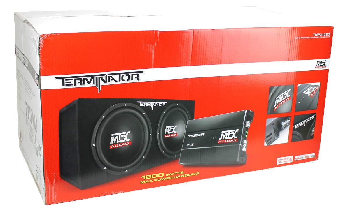 MTX 12" 1200W Dual Loaded Car Subwoofer Audio w/ Sub Box + Amplifier (2 Pack) - Find Fresh Goods