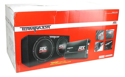 MTX 12" 1200W Dual Loaded Car Subwoofer Audio w/ Sub Box + Amplifier (2 Pack) - Find Fresh Goods