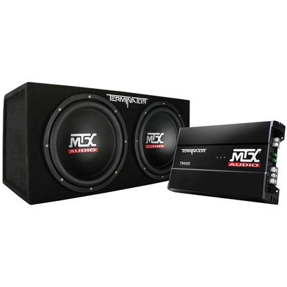 MTX 12" 1200W Dual Loaded Car Subwoofer Audio w/ Sub Box + Amplifier (2 Pack) - Find Fresh Goods
