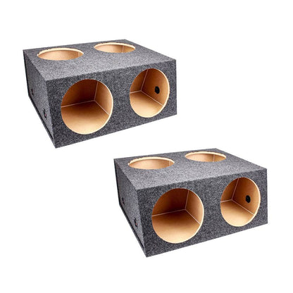 Q Power 4 Hole 12 Inch Sealed Divided Speaker Box Subwoofer Enclosure (2 Pack) - Find Fresh Goods