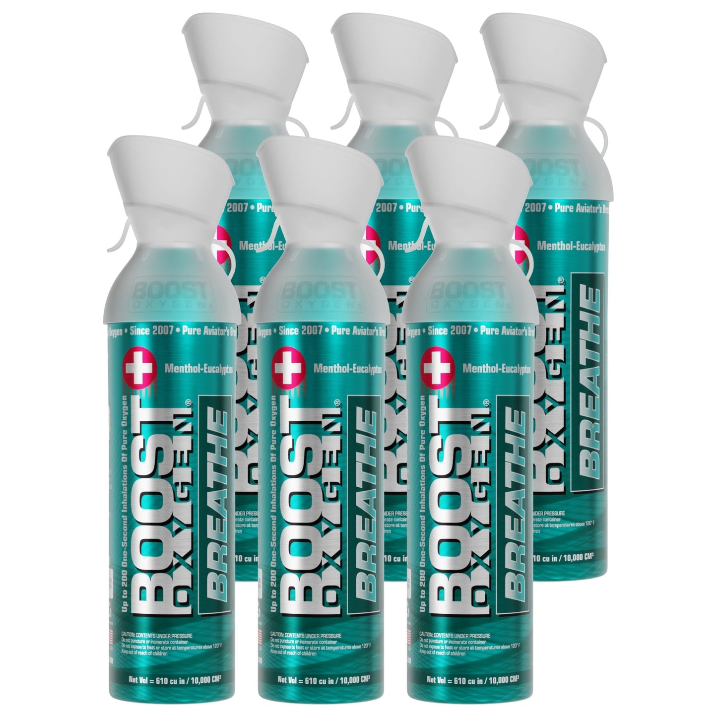 Boost Oxygen Natural Portable 10 Liter Pure Oxygen Canister, Menthol (6 Pack) - Find Fresh Goods