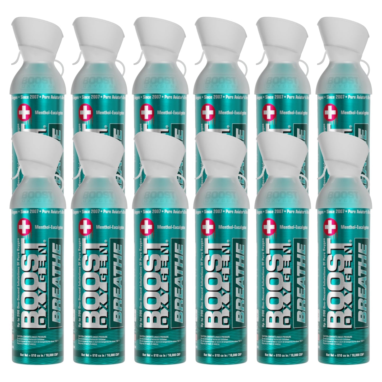 Boost Oxygen Natural Portable 10 Liter Pure Oxygen Canister, Menthol (12 Pack) - Find Fresh Goods