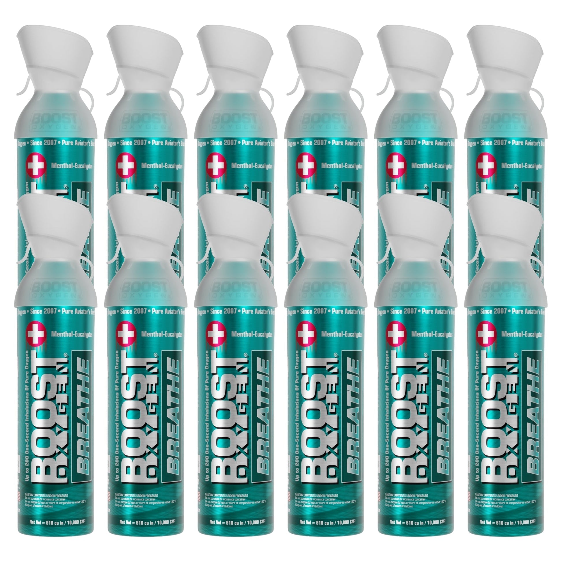 Boost Oxygen Natural Portable 10 Liter Pure Oxygen Canister, Menthol (12 Pack) - Find Fresh Goods