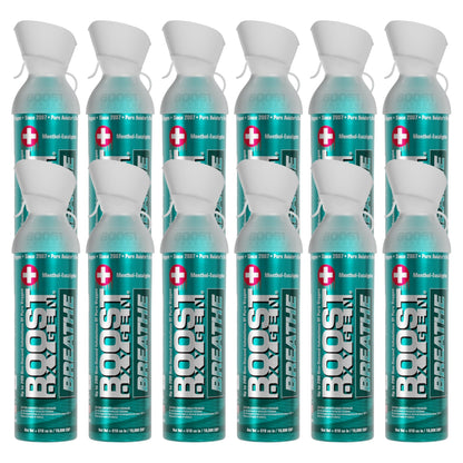 Boost Oxygen Natural Portable 10 Liter Pure Oxygen Canister, Menthol (12 Pack) - Find Fresh Goods
