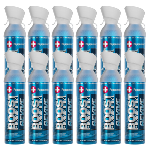 Boost Oxygen Natural Portable 10 Liter Oxygen Canister, Peppermint (12 Pack)