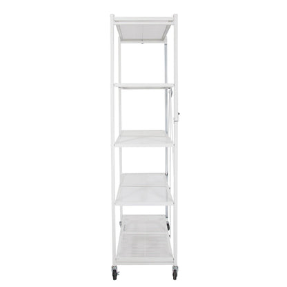 Origami 2 Pack Large Wheeled 5-Shelf Folding Steel Wire Shelving Rack, White