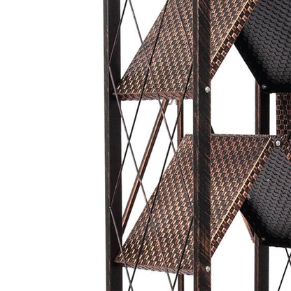 Origami 6 Tier Classic Stamped Steel Bookcase Organizer Storage Rack, Bronze