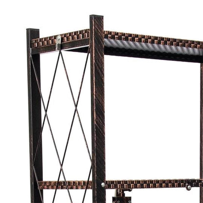 Origami 6 Tier Classic Stamped Steel Bookcase Organizer Storage Rack, Bronze