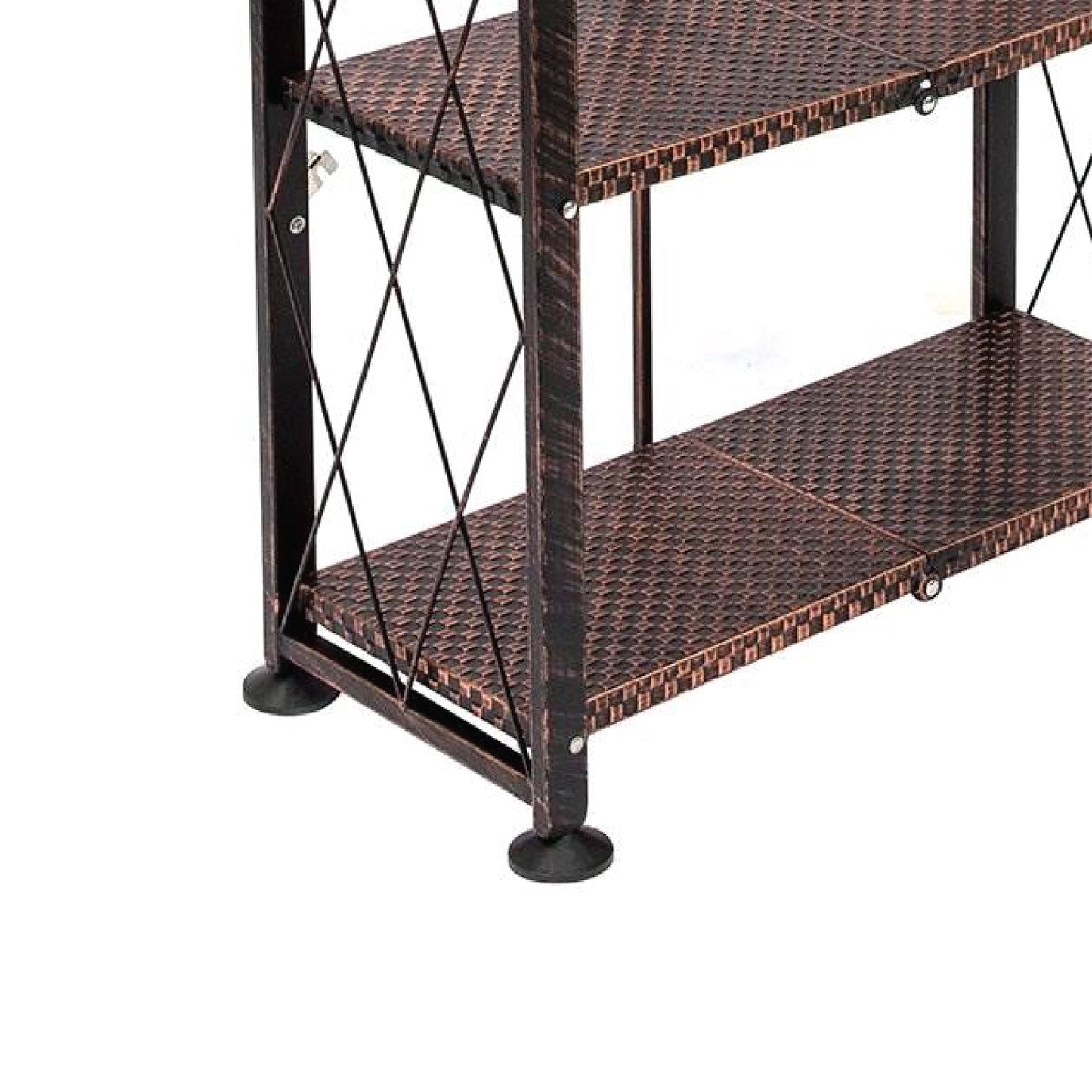 Origami 6 Tier Classic Stamped Steel Bookcase Organizer Storage Rack, Bronze