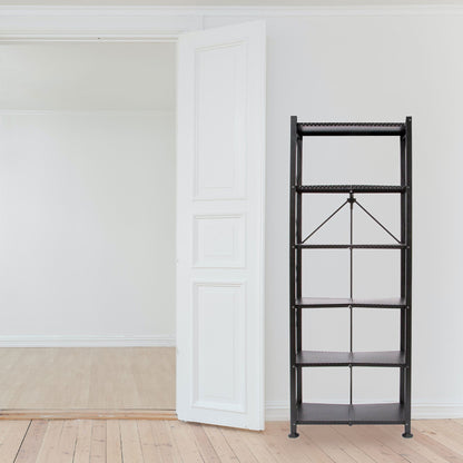 Origami 6 Tier Classic Steel Bookcase Organizer Storage Rack, Black (2 Pack)