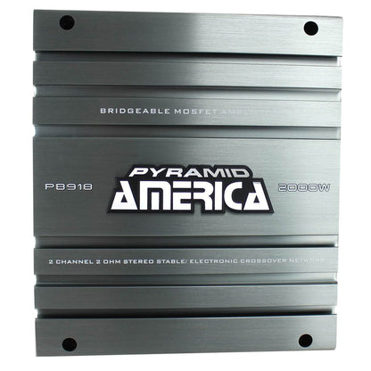 Pyramid PB918 2000W 2 Channel Car Audio Amplifier Power Amp Bridgeable (2 Pack) - Find Fresh Goods