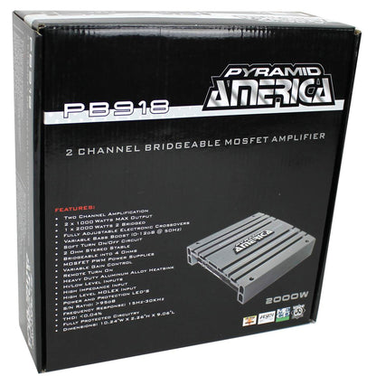 Pyramid PB918 2000W 2 Channel Car Audio Amplifier Power Amp Bridgeable (2 Pack) - Find Fresh Goods