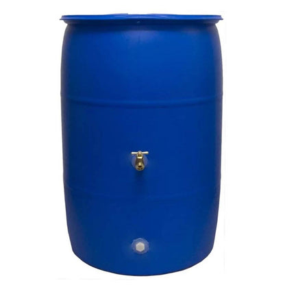Good Ideas Big Blue 55 Gallon Recycled Plastic Rain Barrel Water Collector Drum