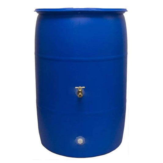 Good Ideas Big Blue 55 Gallon Recycled Plastic Rain Barrel Water Collector Drum