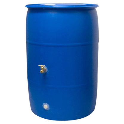 Good Ideas Big Blue 55 Gallon Recycled Plastic Rain Barrel Water Collector Drum
