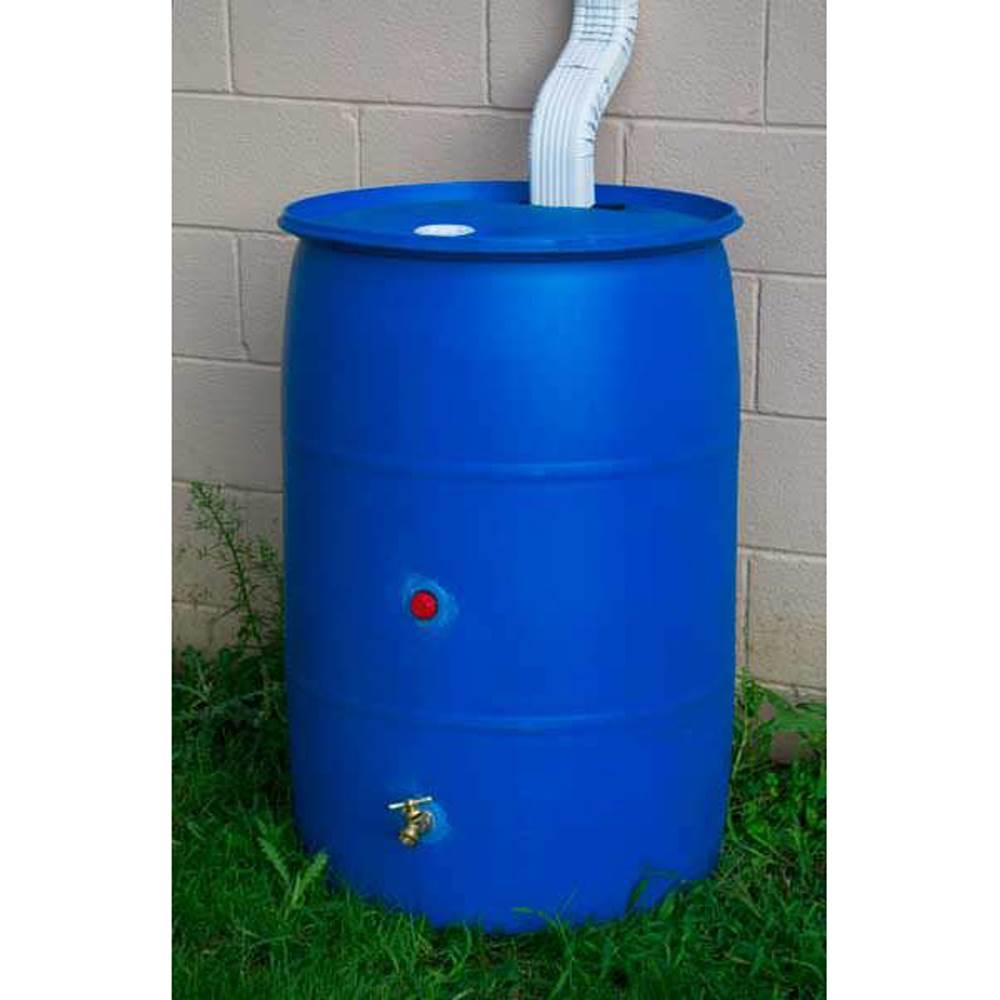 Good Ideas Big Blue 55 Gallon Recycled Plastic Rain Barrel Water Collector Drum