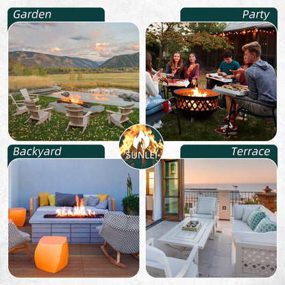 Walsunny 45" Propane Fire Pit Table 50,000 BTU Steel Gas Fire Pit with Removable Lid & Waterproof Cover and Tables