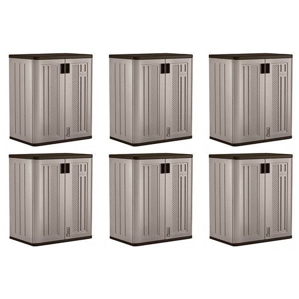 Suncast 9 Cu Ft Heavy Duty Resin Garage Base Storage Cabinet, Platinum (6 Pack)