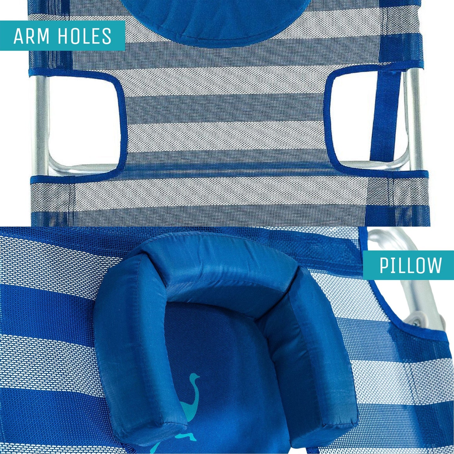 Ostrich Original 3N1 Lightweight Outdoor Beach Lounge Chair w/ Footrest, Stripe