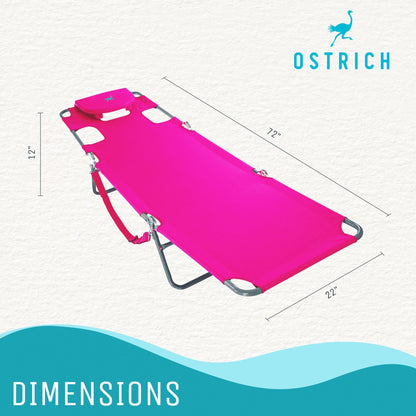 Ostrich Chaise Lounge, Portable Facedown Beach Camping Chair, Pink