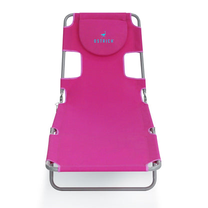 Ostrich Chaise Lounge, Portable Facedown Beach Camping Chair, Pink