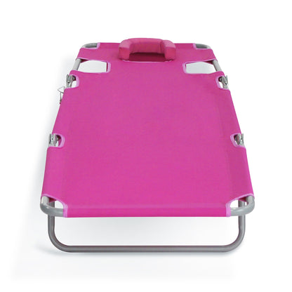 Ostrich Chaise Lounge, Portable Facedown Beach Camping Chair, Pink