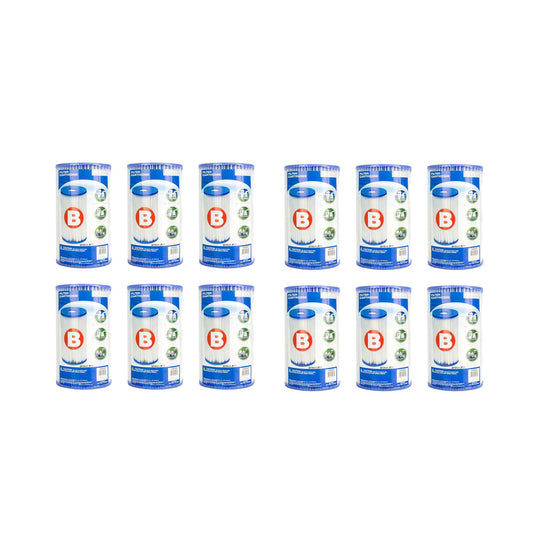 Intex Pool Easy Set Type B Replacement Filter Pump Cartridge (12 Pack)