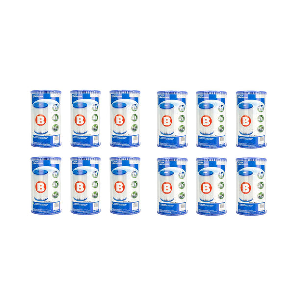 Intex Pool Easy Set Type B Replacement Filter Pump Cartridge (12 Pack)