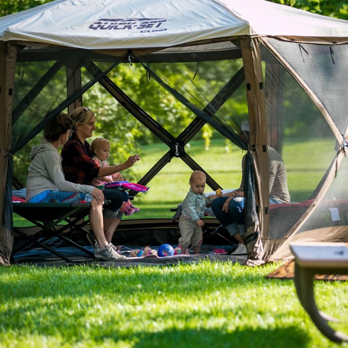 CLAM Quick-Set Escape Sky Camper 11.5 Ft Portable Outdoor Canopy Shelter, Brown