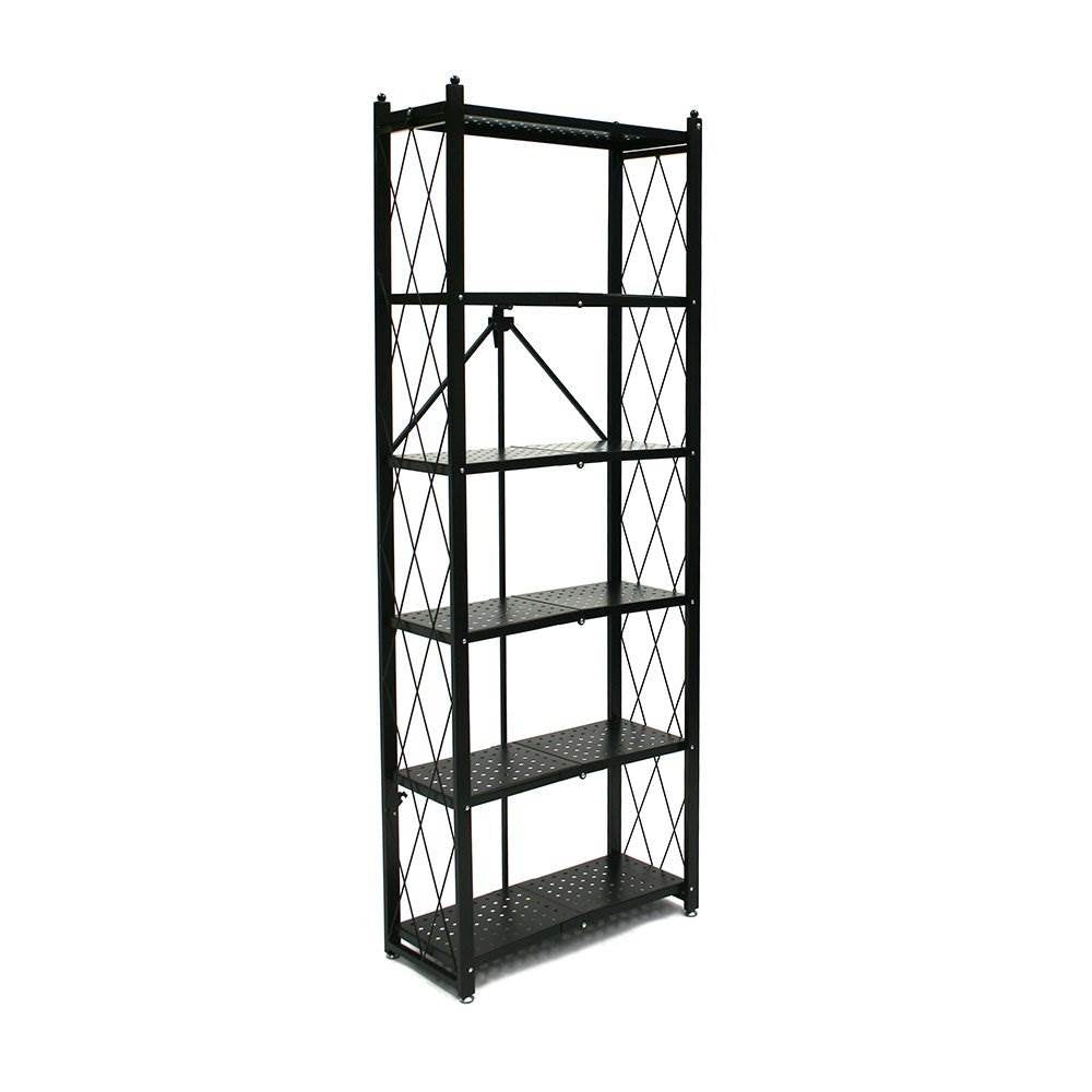 Origami 6 Shelf Bookcase Open Organizer Freestanding Living Room Shelves, Black