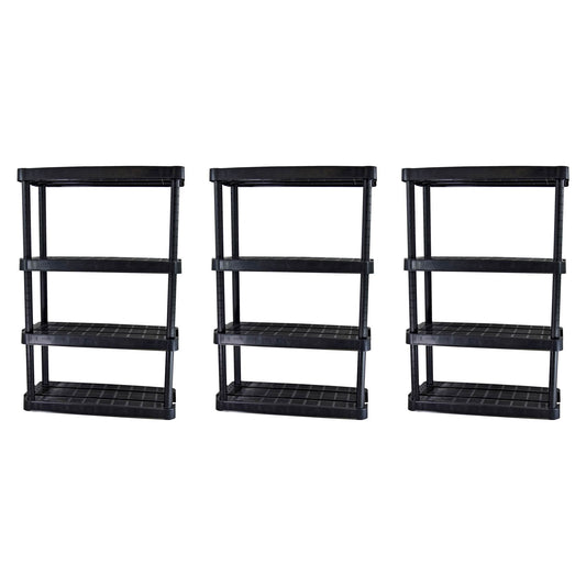 Gracious Living 4 Shelf Adjustable Height Medium Duty Storage, Black (3 Pack)