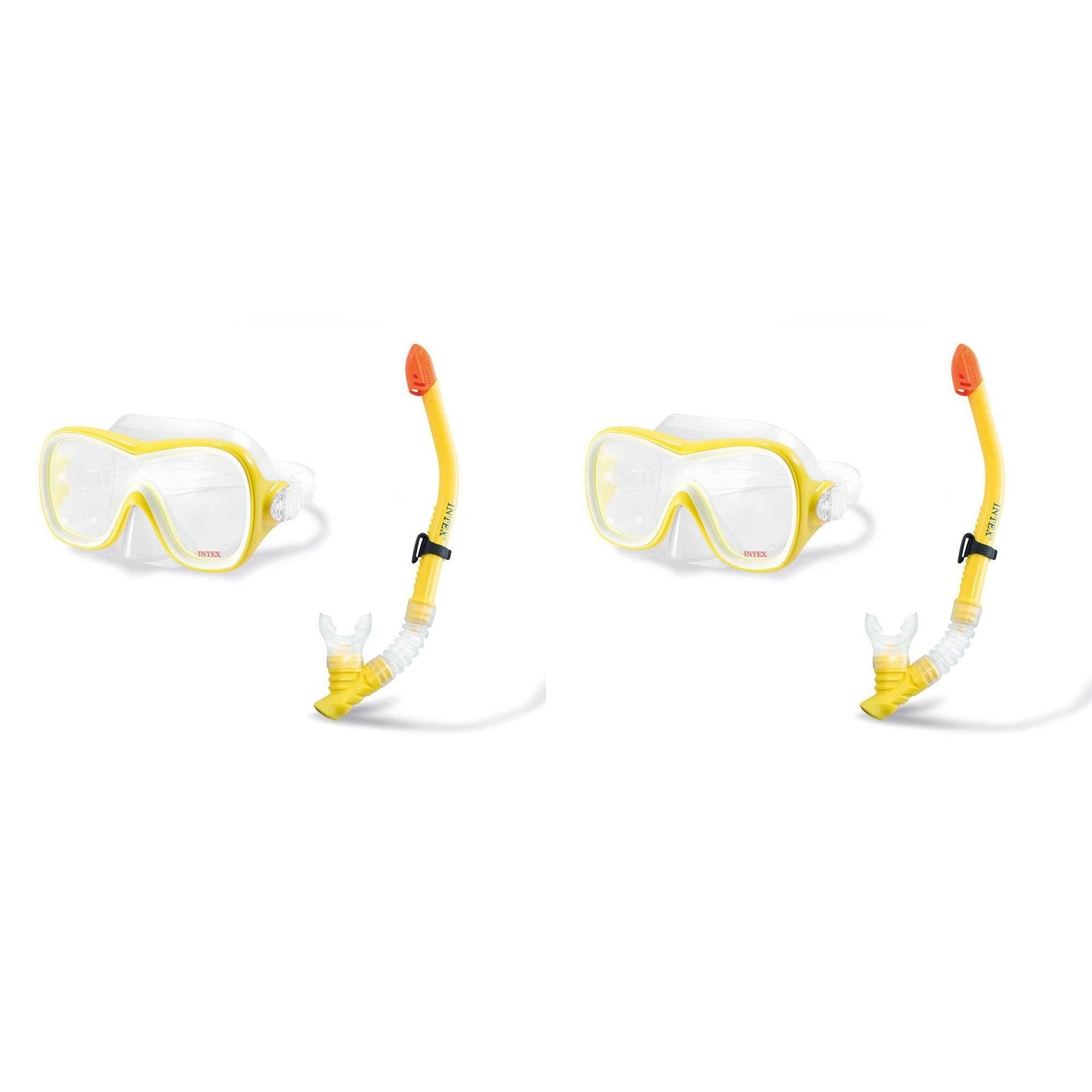 Intex Wave Rider Hypoallergenic Latex Free Mask & Easy Flow Snorkel Set (2 Pack)