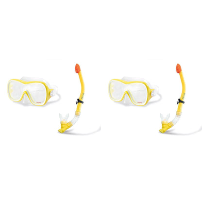 Intex Wave Rider Hypoallergenic Latex Free Mask & Easy Flow Snorkel Set (2 Pack)