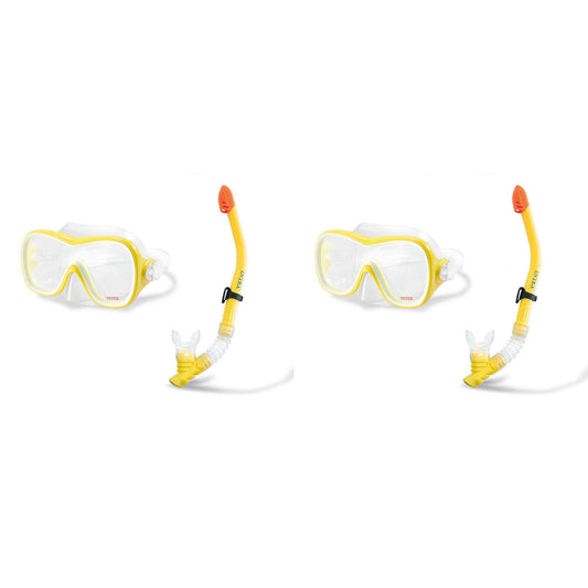 Intex Wave Rider Hypoallergenic Latex Free Mask & Easy Flow Snorkel Set (2 Pack)