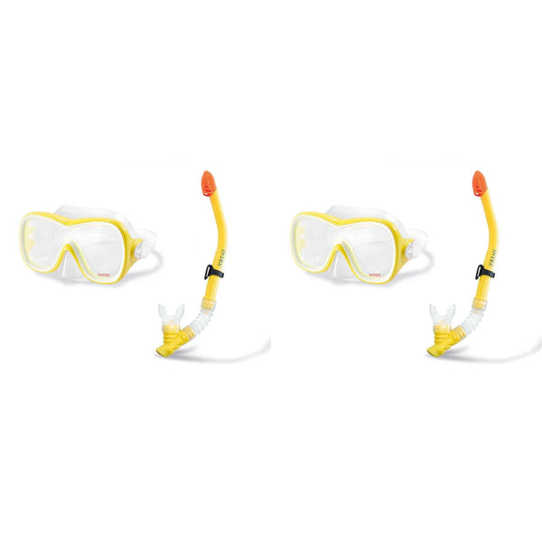Intex Wave Rider Hypoallergenic Latex Free Mask & Easy Flow Snorkel Set (2 Pack)