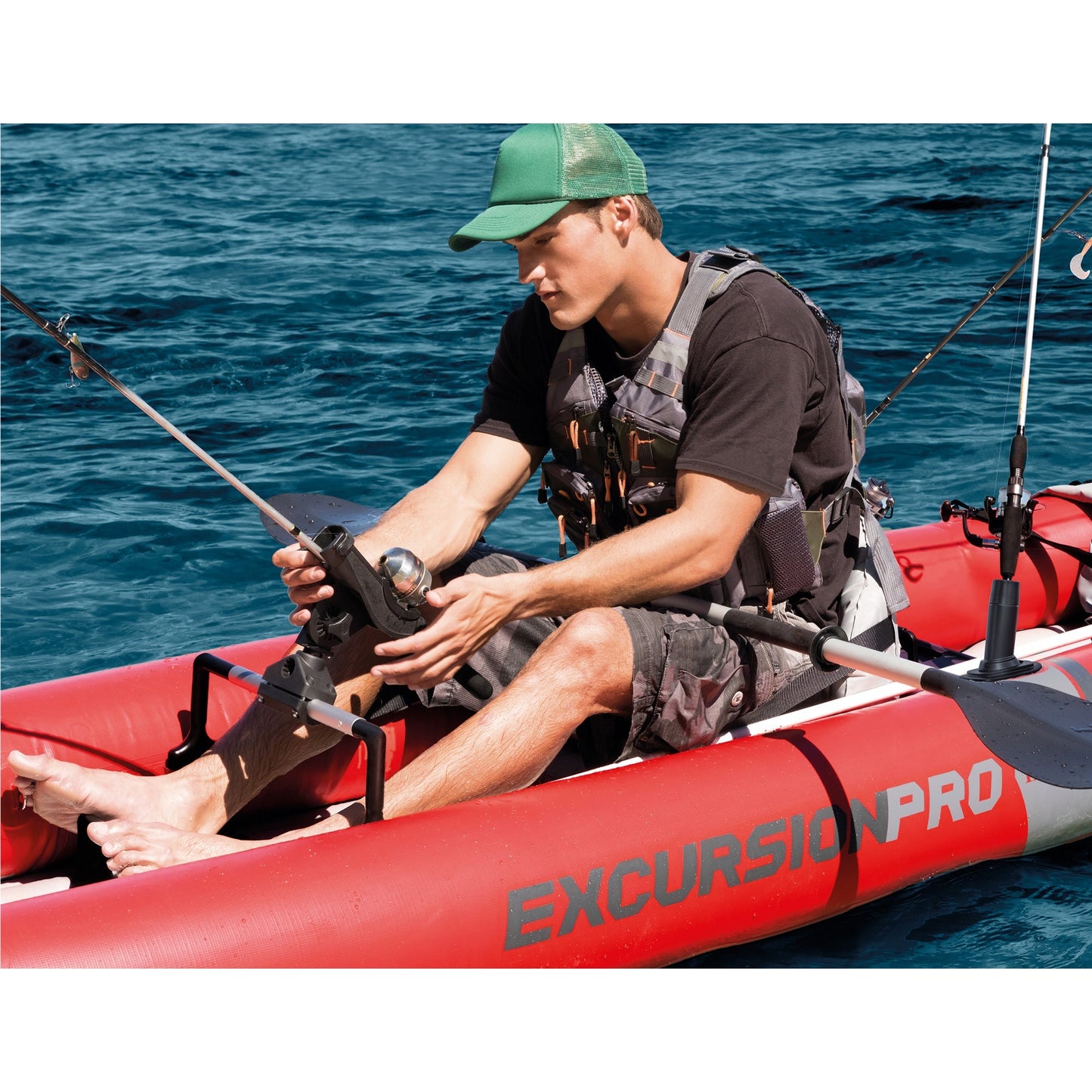 Intex Excursion Pro Inflatable 2 Person Kayak Set w/ Oars & Pump, 2-Pack, Red