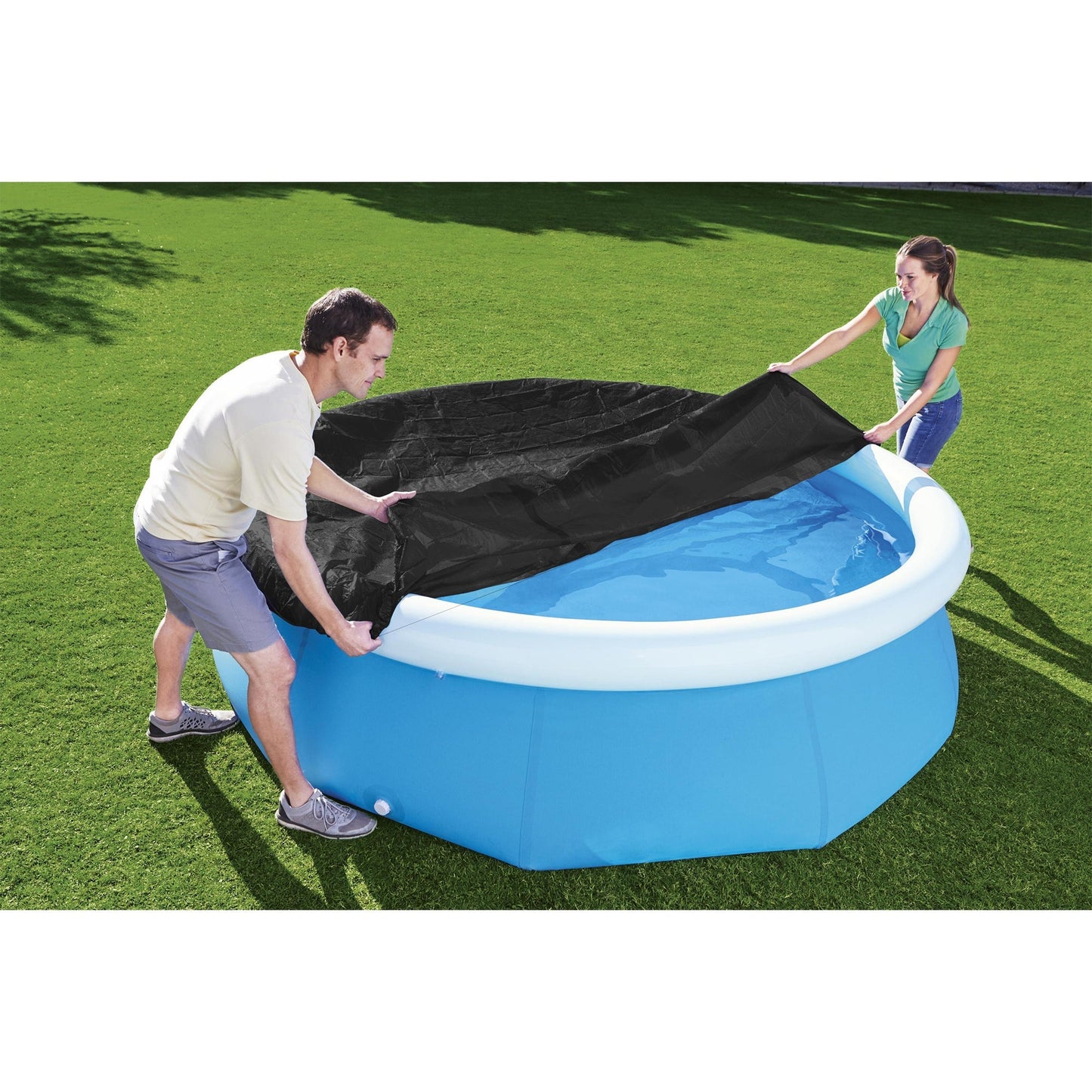 Bestway Flowclear Fast Set 8' Round Swimming Pool Cover for Above Ground Pools