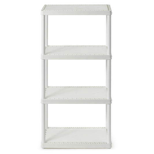 Gracious Living 4 Shelf Fixed Height Solid Light Duty Home Storage Unit, White
