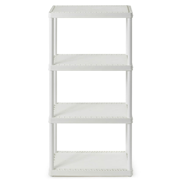Gracious Living 4 Shelf Fixed Height Solid Light Duty Home Storage Unit, White